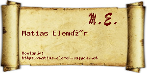 Matias Elemér névjegykártya